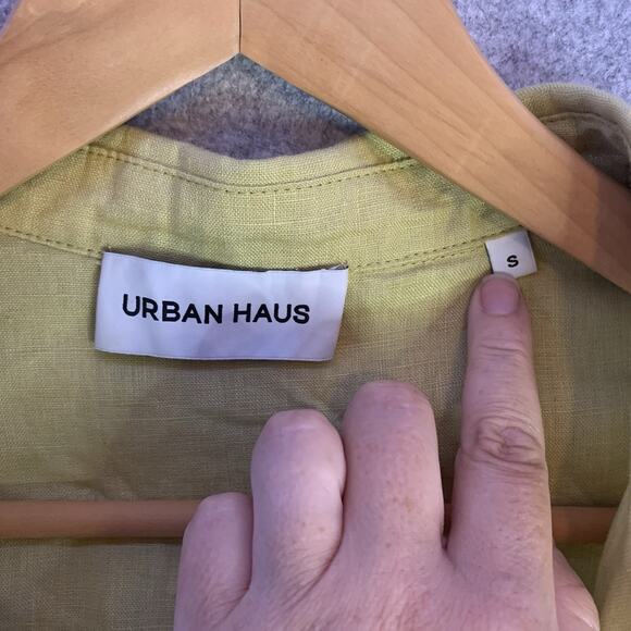 Urban Haus Women’s Size S Linen Shirt, Long Sleeve Button Down, Ochre Yellow - Picture 8 of 9